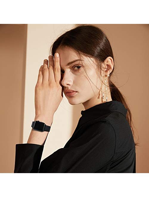 Fullmosa Leather Watch band Compatible for Apple Watch Band 38mm 40mm 42mm 44mm Stainless Steel Silver Buckle Women Men, Replacement Wristbands Strap for iWatch Series 6/