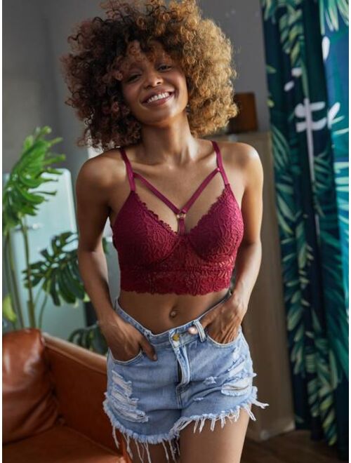 Shein Floral Lace Harness Bralette
