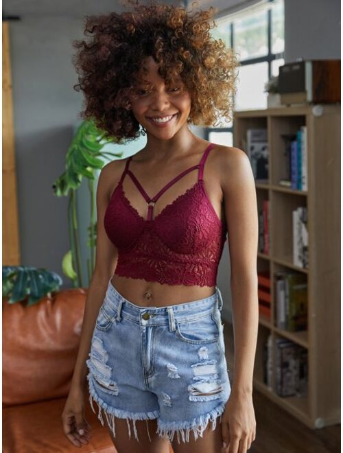 Shein Floral Lace Harness Bralette