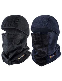 Ski Mask Balaclava Windproof Breathable Face Mask for Cold Weather (Superfine Polar Fleece, Black and Navy Blue Bundle)