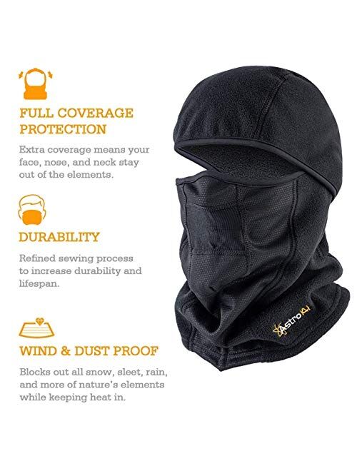 AstroAI Ski Mask Balaclava Windproof Breathable Face Mask for Cold Weather (Superfine Polar Fleece, Black and Navy Blue Bundle)