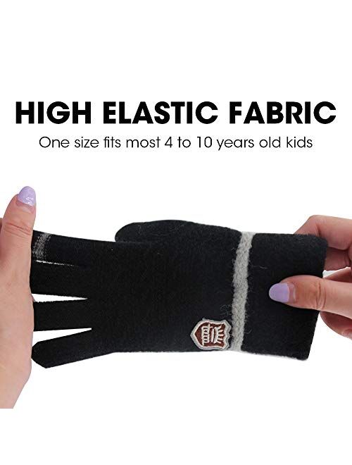 ORVINNER Kids Winter Gloves for Boys Girls, 3 Pairs Children Warm Wool Lined Gloves Toddler Thermal Knitted Mittens