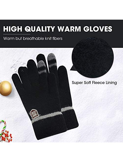 ORVINNER Kids Winter Gloves for Boys Girls, 3 Pairs Children Warm Wool Lined Gloves Toddler Thermal Knitted Mittens