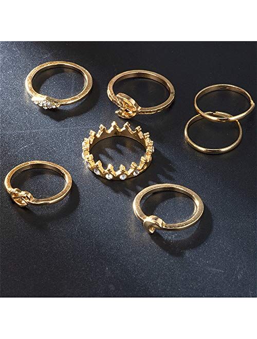 Sither 13 Pcs Women Rings Set Knuckle Rings Gold Bohemian Rings for Girls Vintage Gem Crystal Rings Joint Knot Ring Sets for Teens Party Daily Fesvital Jewelry Gift(style