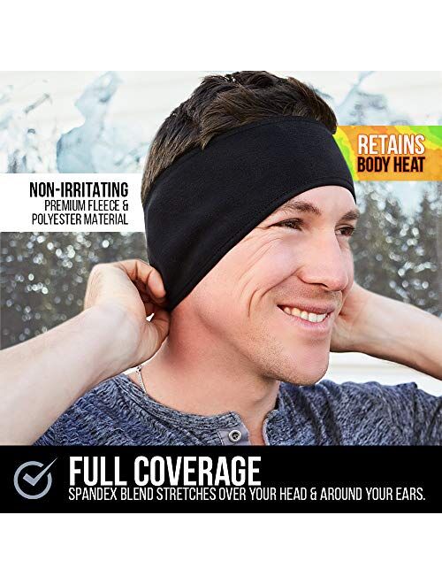 Self Pro Ear Warmer Muffs for Cold Weather - Stretchy Winter Fleece Sports Warm Headband for Men Women & Kids For Yoga Running Cycling Skiing Snowboarding Motorcycle