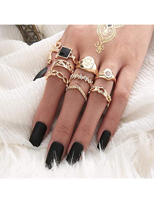 9PCS Knuckle Stacking Ring Set Snake Ring Set for Women Teen Girls Boho Vintage Stackable Joint Midi Finger Rings Gold Knuckle Rings Set