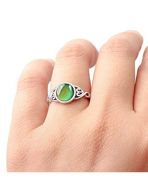 Children Girl Round Shape Simulated Moon Stone Color Changing Mood Ring