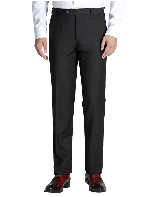 Verno Men's Suit Pants Classic Fit Solid Flat Front Business Office Wool Suit Pants for Men