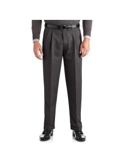 Regular Men's Pleated Cuffed Microfiber Dress Pant With Adjustable Waistband
