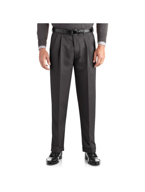 George Regular Men's Pleated Cuffed Microfiber Dress Pant With Adjustable Waistband