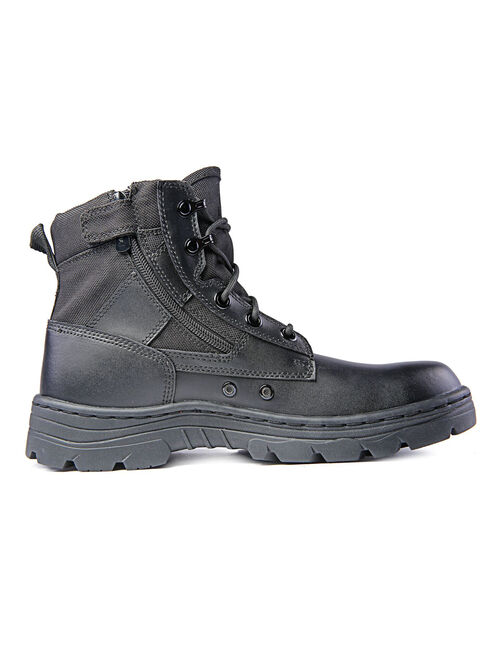 Men's Tactical Boots Dura Max Mid Zipper 6" - Oil & Slip Resistant Black Leather Boots
