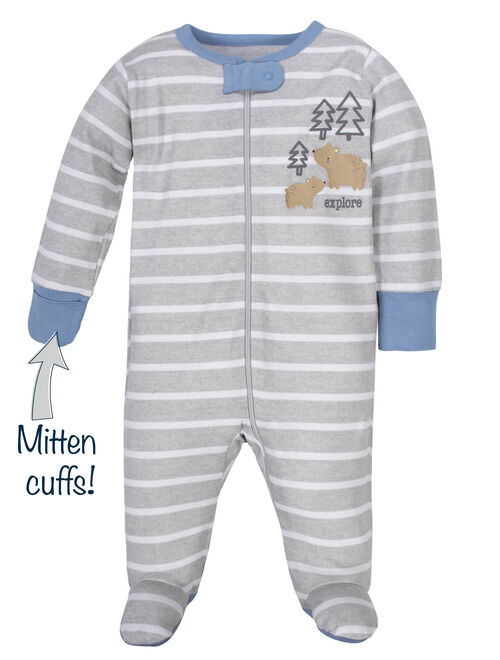 Wonder Nation Baby Boy Pajamas Zip Up Sleep 'N Play Sleepers, 2-Pack
