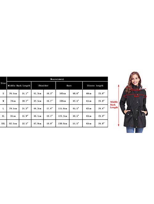 iClosam Women Raincoats Waterproof Rain Jacket Lightweight Hood Lining Jacket Windbreaker