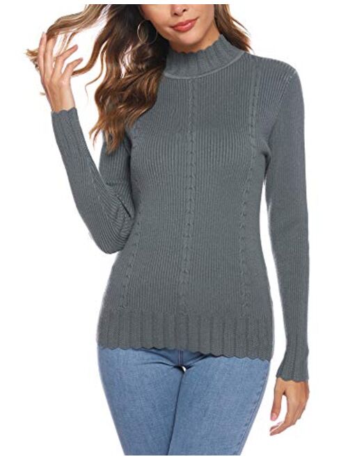 iClosam Women Sweater Turtleneck Knit Pullover Ribbed Mock Neck Sweater