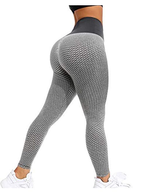 AIMILIA Women's Ruched Butt Lifting Leggings High Waisted Yoga Pants Tummy Control Workout Textured Booty Tights