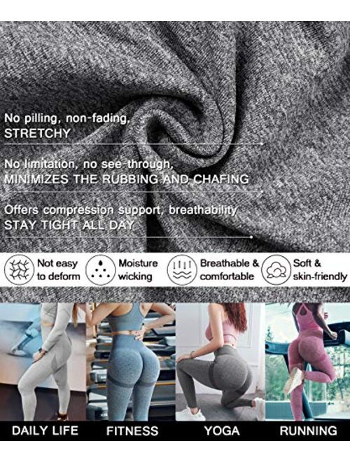 AIMILIA Women's Seamless Leggings Workout Yoga Pants Butt Lifting High Waisted Tummy Control Compression Tights