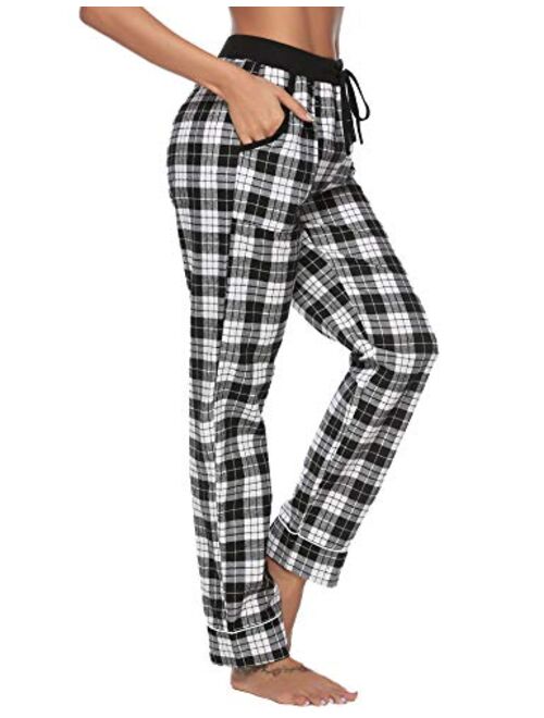 iClosam Women's Pajama Bottoms 100% Cotton Sleepwear Check PJS Lounge Pants Trousers(S-XXL)