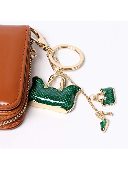 Keychains for Women, Crystal Women Shoes Bags Keychain Rhinestonel Keyring for Women Girls