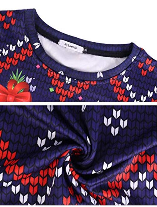 iClosam Men Ugly Christmas Sweatshirts Pullover Funny Design 3D Digital Printing Holiday Novelty Shirts