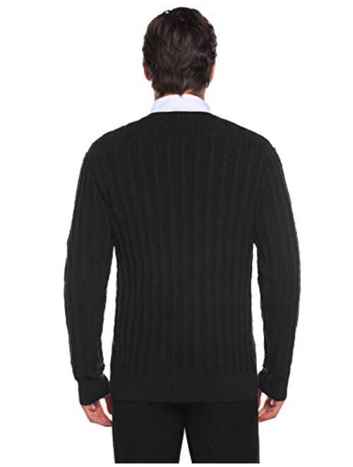 iClosam Mens Slim Fit Knitted Long Sleeve V-Neck Sweaters Pullover
