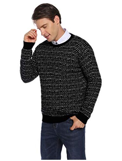 iClosam Mens Casual Striped Pullover Sweaters Knitted Tops Lightweight Longsleeve S-XXL