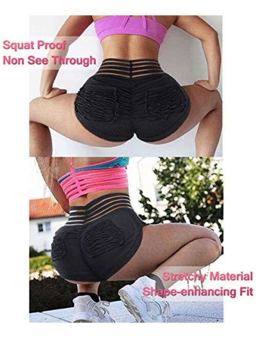 AIMILIA Womens Sexy Workout Yoga Shorts High Waisted Booty Ruched Butt Lifting Gym Shorts Running Biker Sport Hot Shorts
