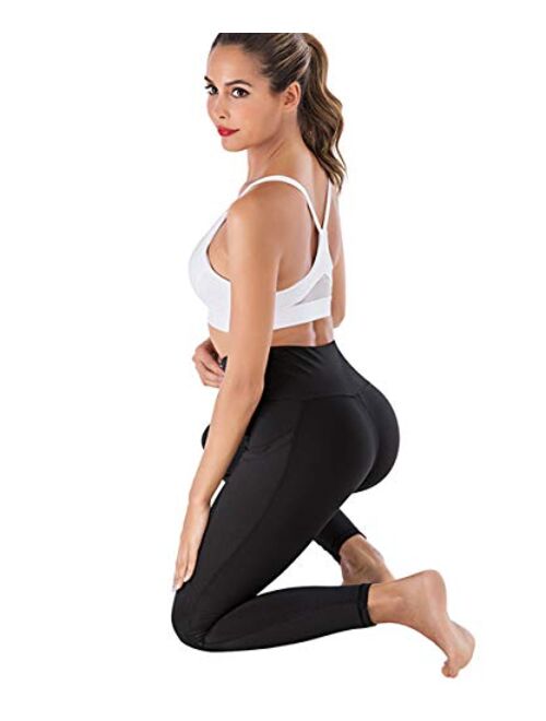 AIMILIA Anti Cellulite Leggings Sexy Workout Pockets Yoga Pants Women's Tummy Control High Waisted Sport Tight