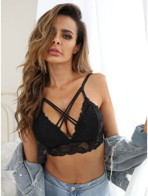 Shein Floral Lace Scalloped Bralette