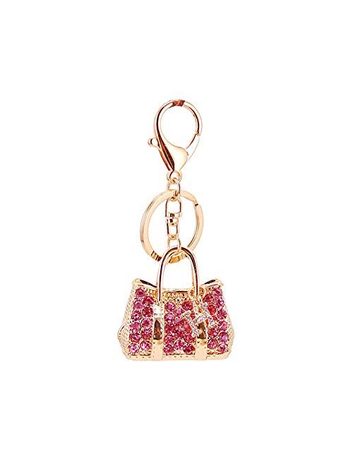DYbaby Bling Bling Crystal Keychain Lovely Handbag Decoration Car Key Decoration for Womens and Girls