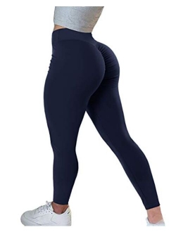 Women's High Waisted Butt Lifting Leggings Ruched Butt Seamless Booty Yoga Pants Tummy Control Sport Tights