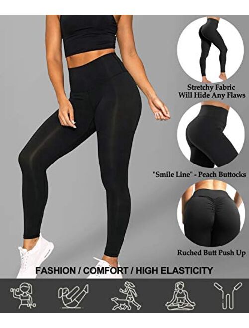 AIMILIA Women's High Waisted Butt Lifting Leggings Ruched Butt Seamless Booty Yoga Pants Tummy Control Sport Tights