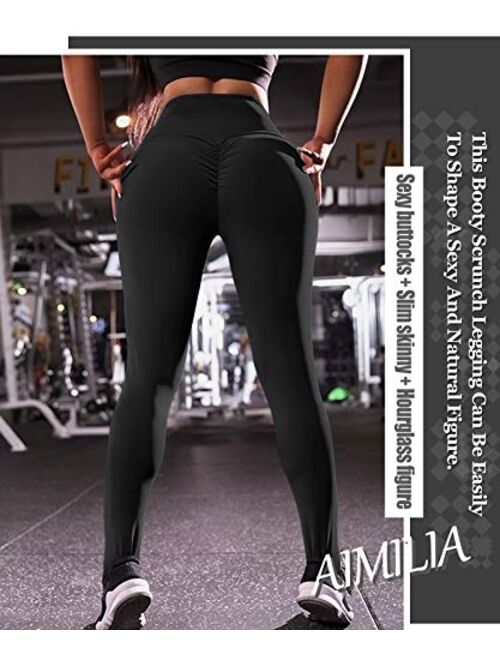 AIMILIA Women's High Waisted Butt Lifting Leggings Ruched Butt Seamless Booty Yoga Pants Tummy Control Sport Tights