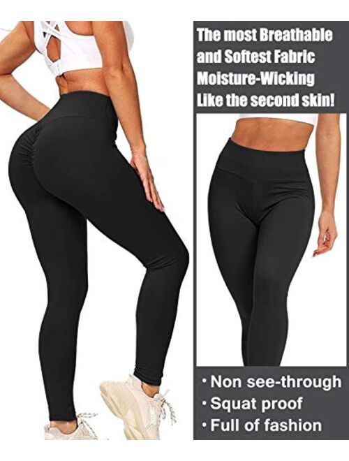 AIMILIA Women's High Waisted Butt Lifting Leggings Ruched Butt Seamless Booty Yoga Pants Tummy Control Sport Tights