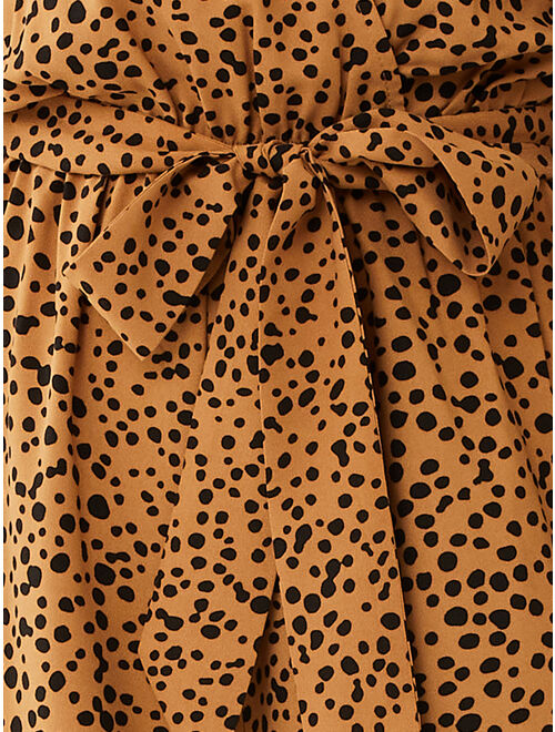 Scoop Women's Tie Front Jumpsuit with Ruffle Long Sleeves