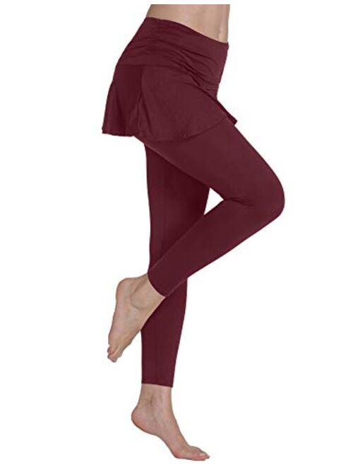 ChinFun Women's Lightweight Skirted Leggings For Tennis Yoga Gym Running