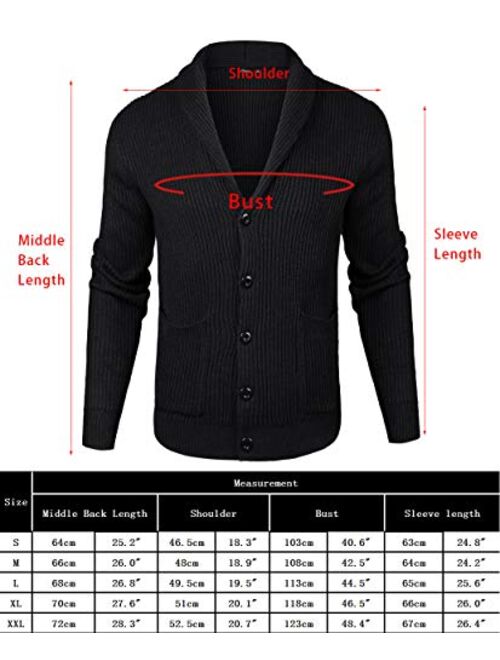 iClosam Mens Slim Fit Knitted Button Down Collar Cardigan Sweater with Ribbing Edge
