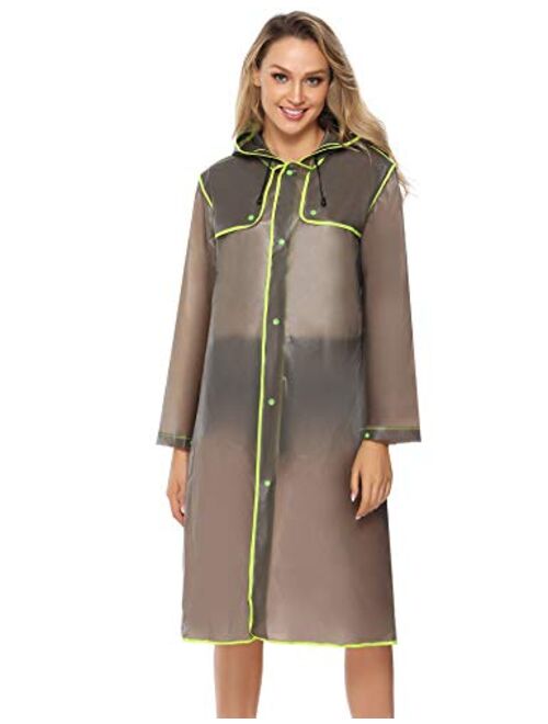 iClosam Raincoats with Hoods Portable EVA Poncho for Adults Reusable Rain Coat Rain Gear