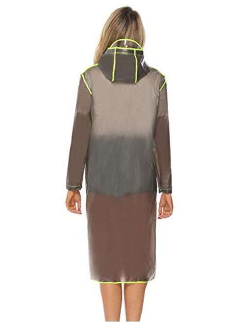 iClosam Raincoats with Hoods Portable EVA Poncho for Adults Reusable Rain Coat Rain Gear