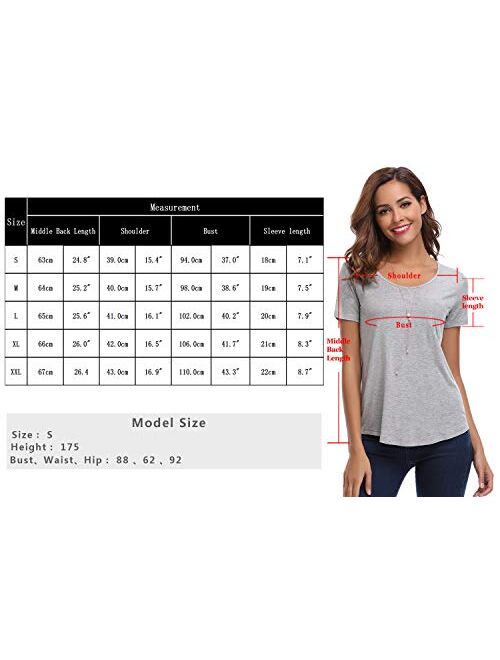 iClosam Women's Casual V-Neck Short Sleeve High Low Hem T-Shirts with Front Pocket (S-2XL)