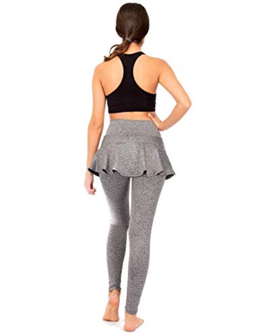 DEAR SPARKLE Skirted Leggings for Women | Yoga Tennis Golf Pants with Skirt Pockets + Plus Size (S9)