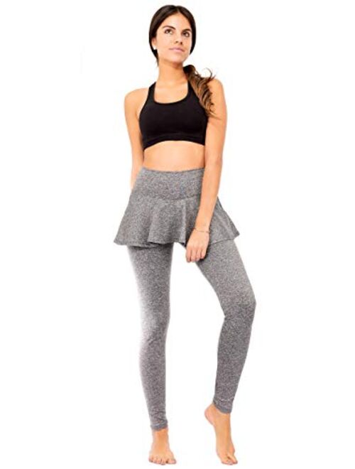 DEAR SPARKLE Skirted Leggings for Women | Yoga Tennis Golf Pants with Skirt Pockets + Plus Size (S9)