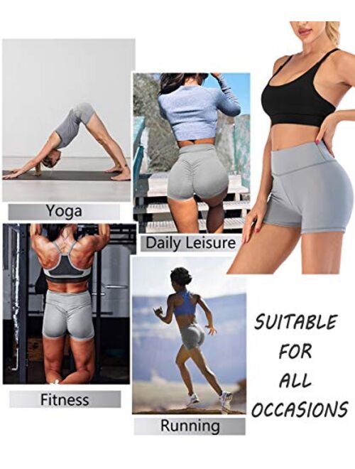 AIMILIA Women Gym Shorts Butt Lifting Ruched Yoga Booty Running Short Tummy Control Leggings High Waisted Pants