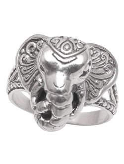 NOVICA .925 Sterling Silver Ring, Elephant King'