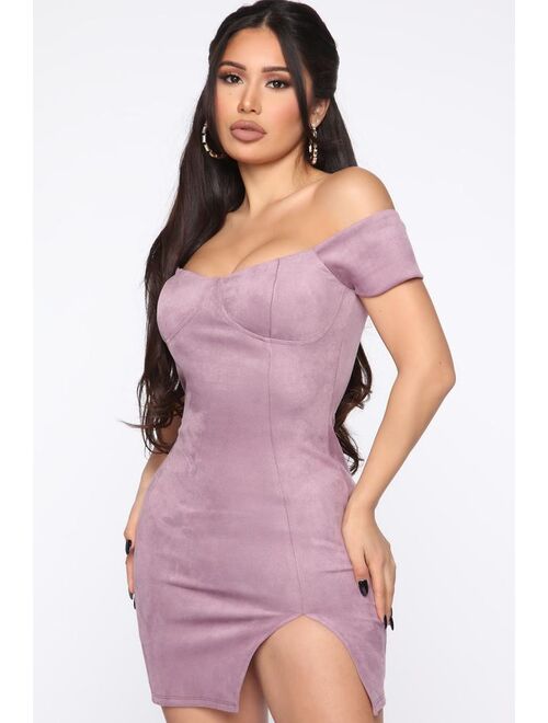 Smooth Touch Suede Mini Dress - Lavender