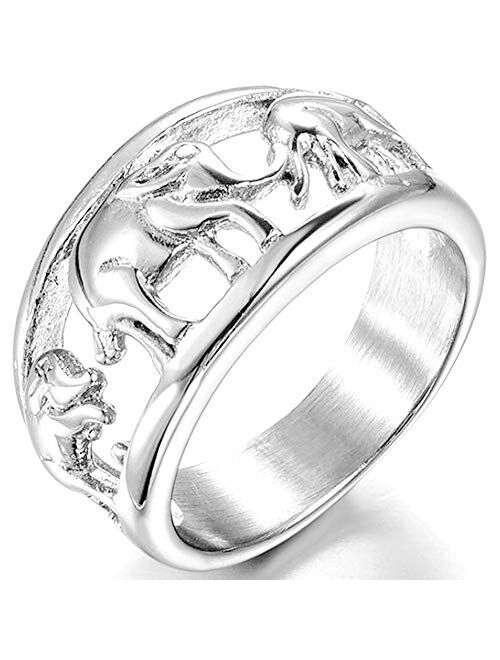 Jude Jewelers Stainless Steel Elephant Wedding Band Cocktail Party Ring
