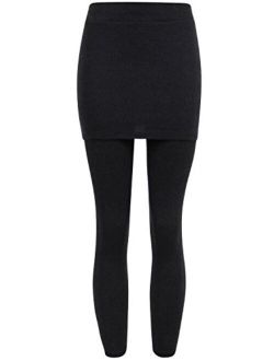 ililily Skirt Thick Leggings Stretch Winter Skinny Pants