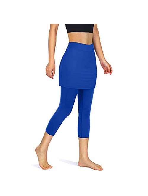 POTO Leggings for Women High Waisted,Womens Yoga Capris Tummy Control Workout Pants Skirted Leggings with Pockets