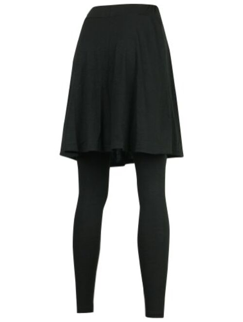 ililily Knee Length Flare Skirt Footless Leggings S-2XL Size Elastic Long Skinny Pants