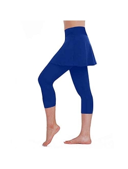 GXLONG Women's Tennis Skirt Leggings Athletic Sports Skorts Golf Workout Bottoms Skirted Yoga Leggings