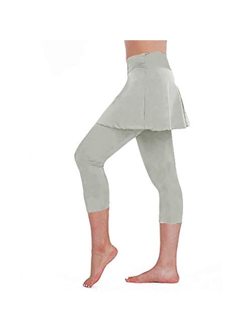 GXLONG Women's Tennis Skirt Leggings Athletic Sports Skorts Golf Workout Bottoms Skirted Yoga Leggings